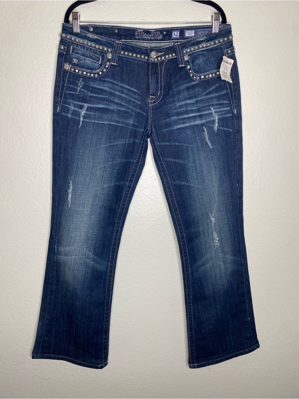 Miss Me Dark Blue Studded Bootcut Jeans - Women's